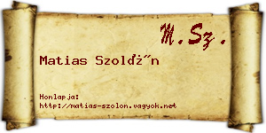Matias Szolón névjegykártya
